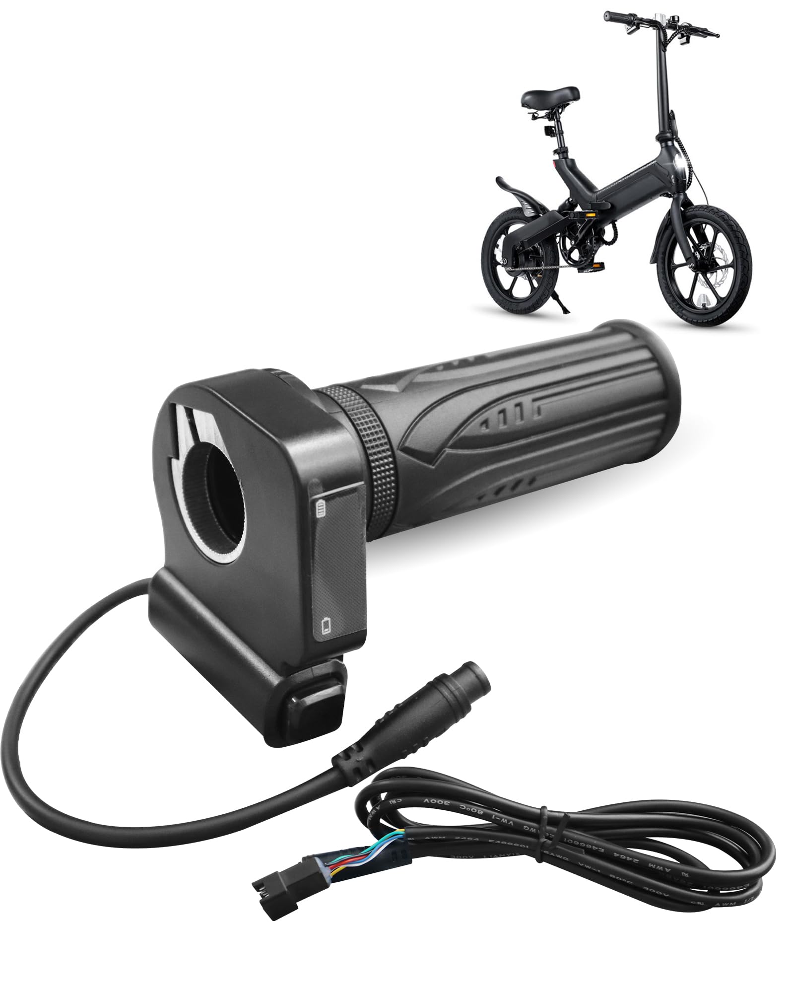 Photo 1 of 48V Electric Bike Throttle Grip Replacement Parts Fit for Jetson Haze Folding EBike/DYU Y16 Ebike, with Cruise Control Button and LCD Voltage Display, 6 Pin Male Plug