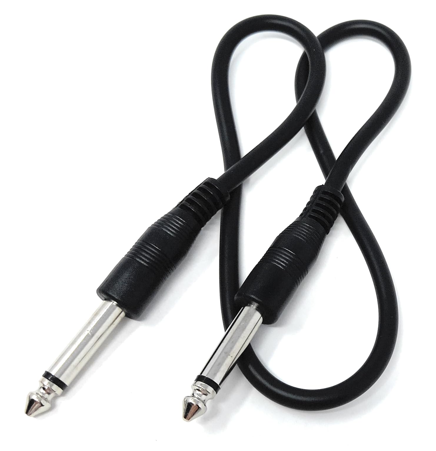 DRUT 50cm 6.35mm 1/4" TS Mono Jack to Jack Plug Lead for Guitar, Amplifiers, Music Instruments, Speakers, Microphone Cable Straight Ends, Black 1.6ft