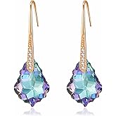 Dainty Austrian Crystal Baroque Drop Dangle Earrings for Women 14K Gold Plated Hook Earring Hypoallergenic Jewelry Gifts for Women