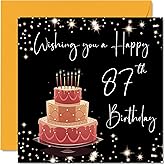87th Birthday Card for Women Men - Stylish Elegant - Happy Birthday Cards for 87 Year Old Woman Great Grandma Grandpa Mom Dad Papa Aunt, 5.7 x 5.7 Inch Eighty-Seven Eighty-Seventh Greeting Cards Gift
