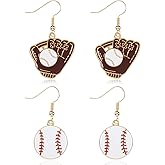 LXUEJIE 2 Pair Baseball Dangle Earrings, Baseballs Football Bow Earrings, Ball Shape Dangle Earring Sport Ball Dangle Earring Baseball Player Jewelry Lovers and Sports Fans Gifts