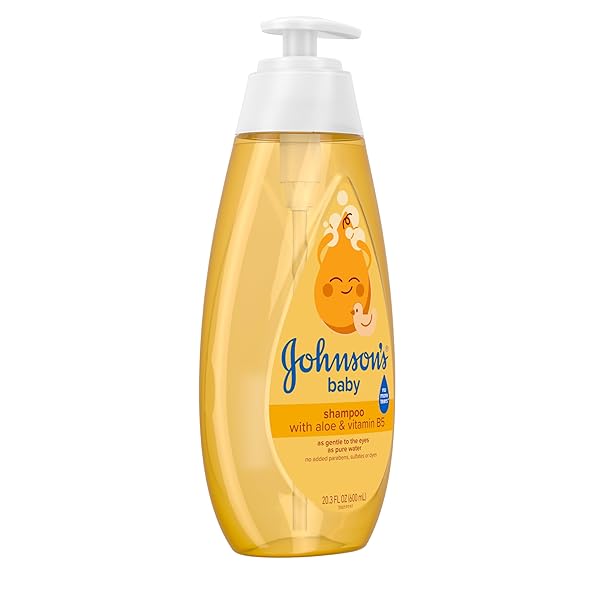 JOHNSON’S BABY SHAMPOO WITH ALOE VERA & VITAMIN B5, TEAR FREE, NEWBORN ESSENTIALS, NO ADDED PARABENS & SULFATES, HYPOALLERGENIC, 20.3 FL. OZ