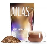 Atlas+ Latte Superblend– Premium Mushroom Coffee with Collagen, Probiotics, D3 & B12, Lion’s Mane, Reishi, Cordyceps, Coconut– for Energy, Focus, Immunity & Gut Health– 20 Servings (1 Bag)