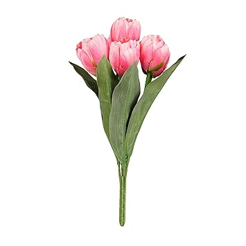 Buy Tied Ribbons Tulips Artificial Flower Bunch For Home Office