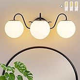 3 Lights Vintage Bathroom Vanity Light Fixtures Over Mirror, Matte Black Vanity Lights For Bathroom With Milk White Glass Glo