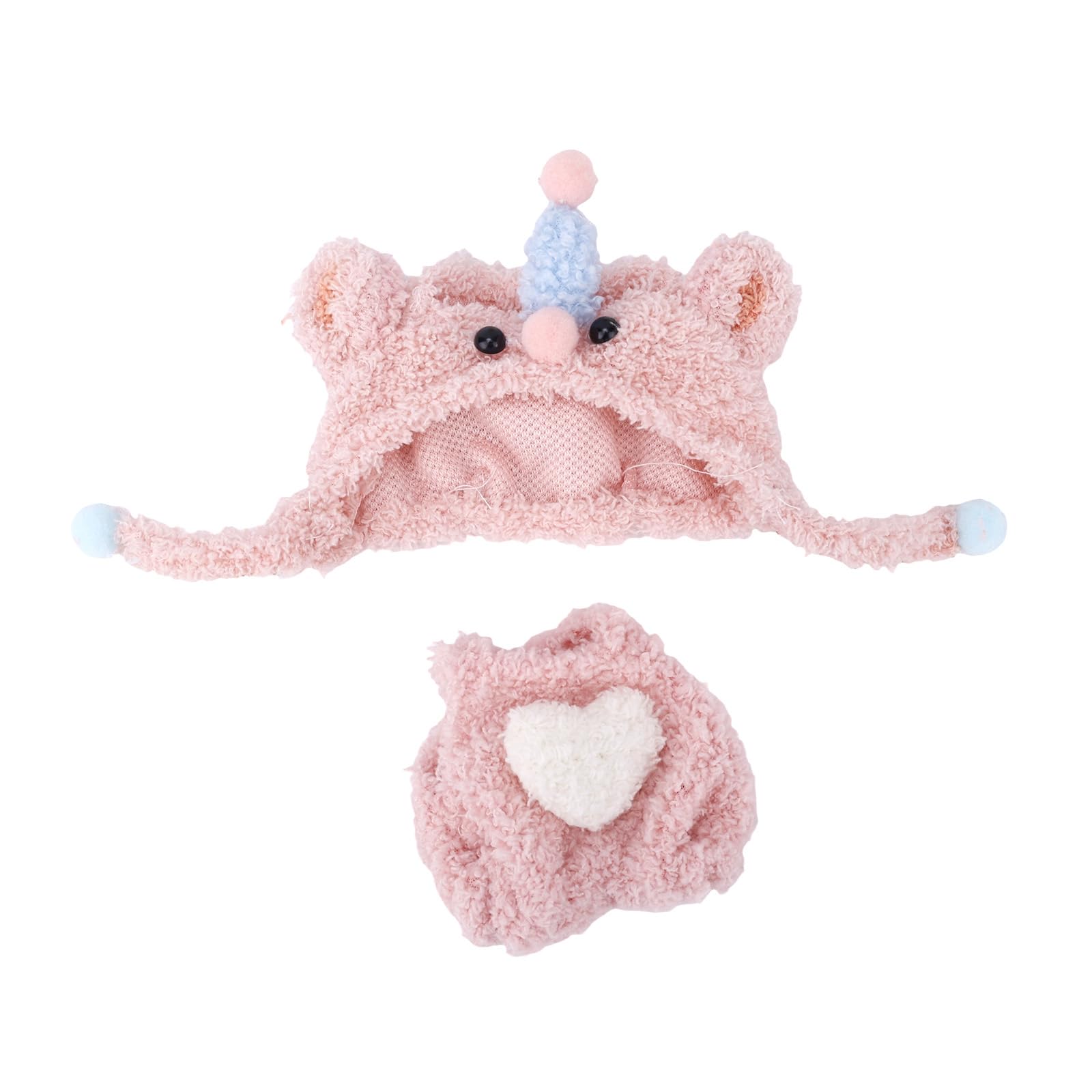 Penitue 17cm Doll Clothes Set, Cute Elephant Costume Designer Includes Furry Elephant Jumpsuit & Hat Funny Animal Theme Decoration for 17cm Plush Dolls Clothing Outfit (Pink)