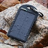 Levin Dual USB Port 6000mAh Portable Solar Panel Charger for iPhones, Windows and Android Phones - Pure Black
