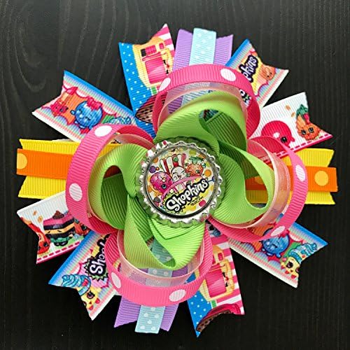 Shopkins Hair Bow, Shopkins Handmade Boutique Grosgrain Hair Bows, Large 5 Inches Shopkins Birthday Hair Clip