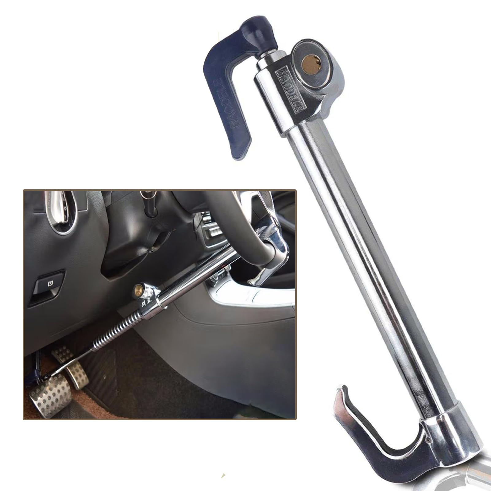 Turnart Steering Wheel Lock, Spoke Lock, 120dB Alarm Model, Fits Spokes up to 7cm, Includes 2 Keys and a Screwdriver, Black/Silver, 1 Unit (Pedal Lock)