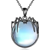 AINFQY Spider Necklace 925 Sterling Silver Moonstone Pendant Necklace Gothic Necklace Jewelry Gift for Women Men