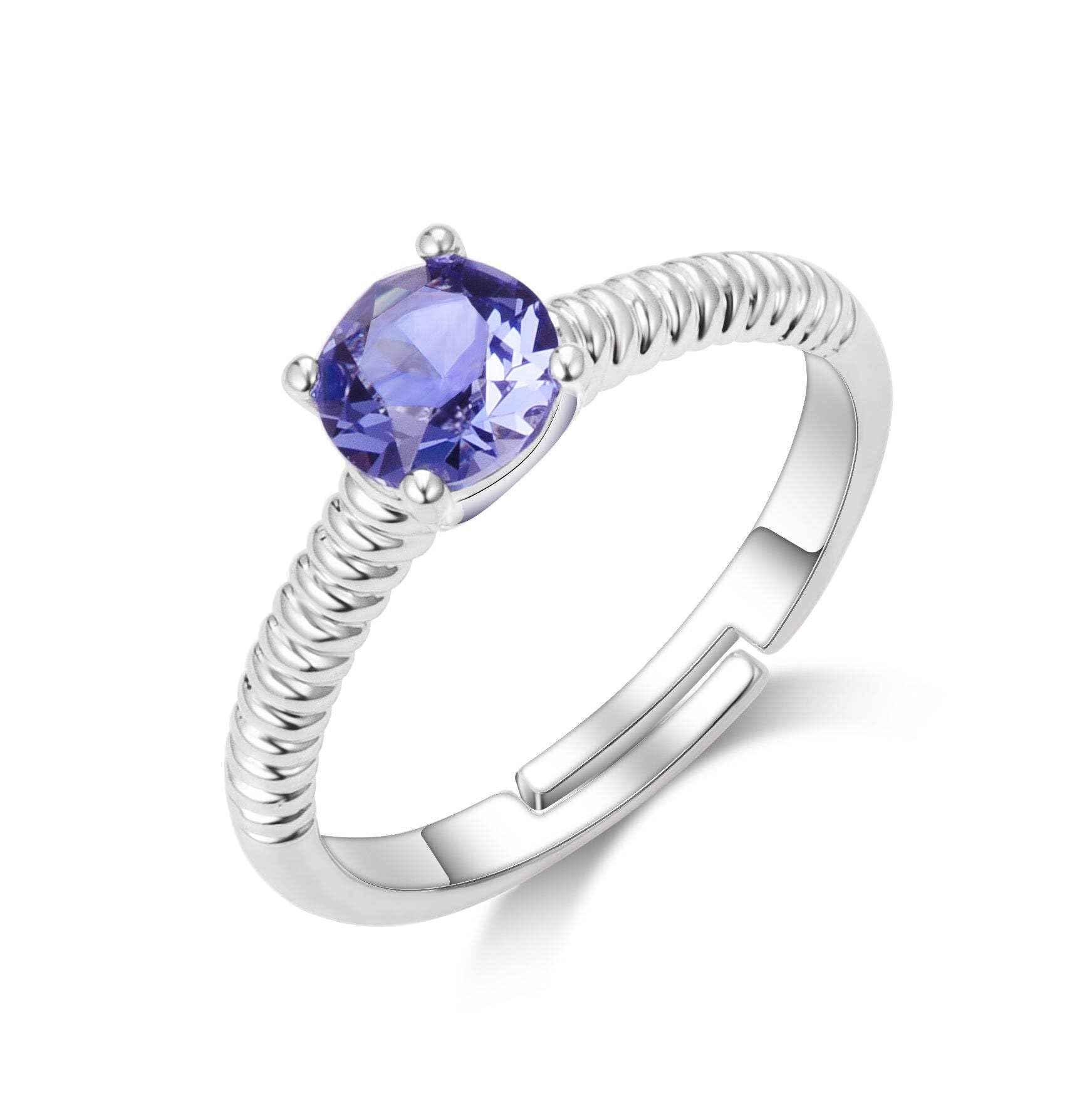 Philip Jones Light Purple Adjustable Crystal Ring Created with Zircondia® Crystals