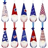 BLOCE Patriotic Hanging Gnome Ornament 4th of July, 10 Pieces Patriotic Day Hanging Tree Pendant for Memorial Day Labor Day F
