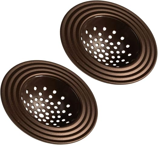 Amazon Com Mdesign Modern Kitchen Sink Strainer Drain Cover For Standard Kitchen Sinks Double Farmhouse Sinks Utility Sinks Flexible Base Traps Debris Wide Metal Rim 4 Round 2 Pack Bronze