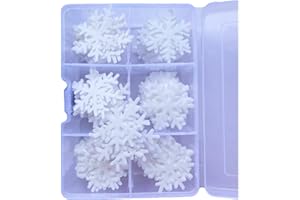 GEORLD 50Pcs Edible Snowflakes Cupcake &Cake Topper Christmas Anniversary Wedding Cake Decoration Made By Rice Paper (White)