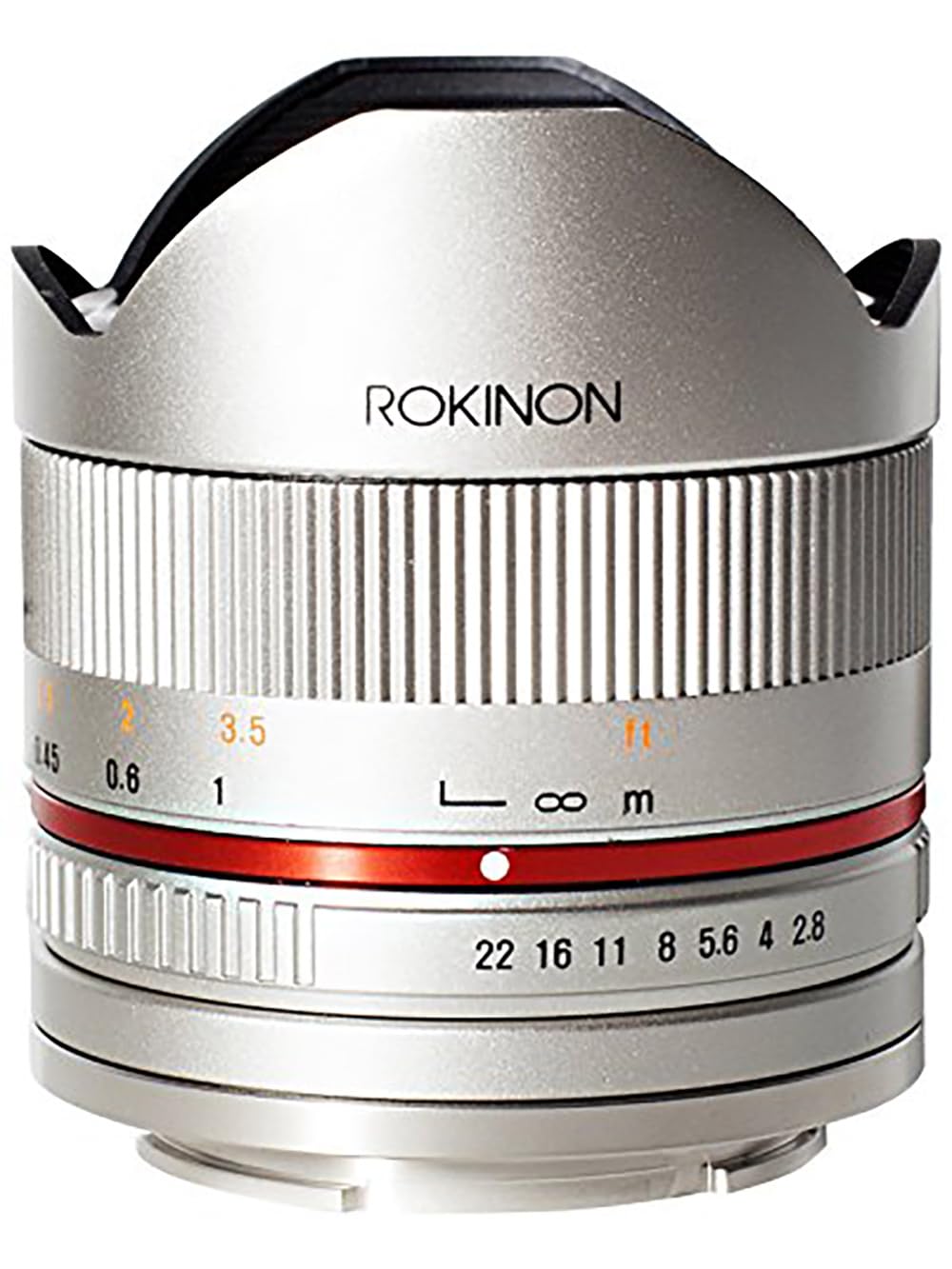 Rokinon RK8MS-E Lente ojo de pez Serie 2 de 8 mm F2.8 para cámaras Sony E, plateado