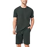DAVID ARCHY Mens Pajamas Set Short Sleeve Summer Pajamas Soft Cotton Pajamas for Men Lightweight Lounge Set with Pockets