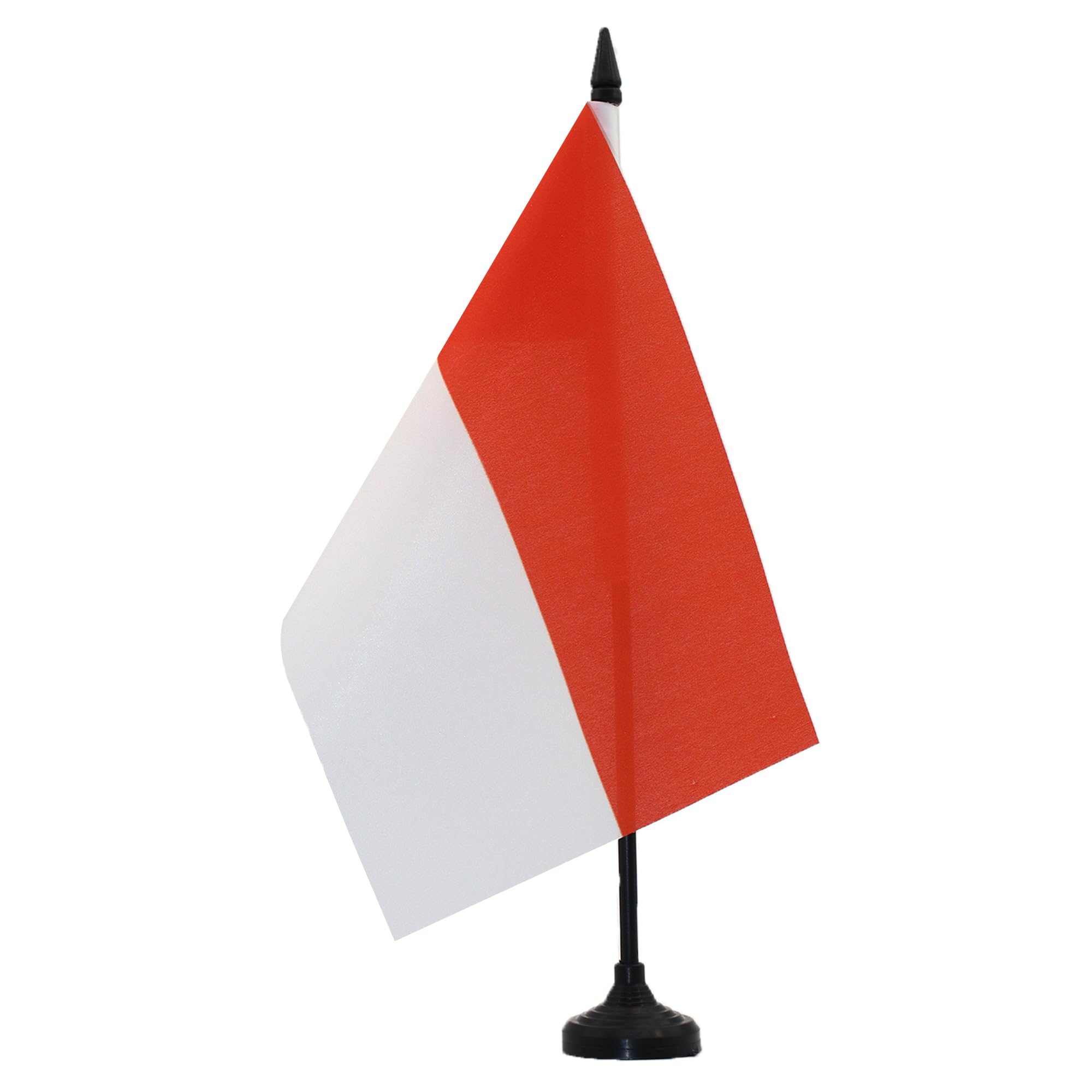 AZ FLAG Monaco Table Flag 5'' x 8'' - Monégasque Office Decoration 100% Polyester 21 x 14 cm - Mini Desk Flag with Pole and Black Plastic Base