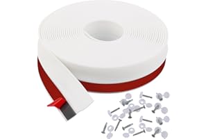 Taaizau 32.8ft Universal Garage Door Top and Sides Seal Strip, Waterproof Self Adhesive Professional Sealing Includes 40pcs Screws, White