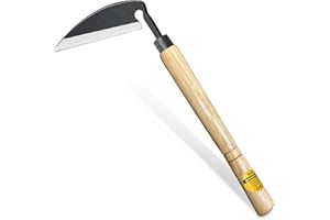 Hanpex - Japanese Weeding Sickle, Wide Blade Gardening Tools - Premium Quality Hand Hoes/Weeding Sickle Have Very Sharp Edge for Quick Work (Long Handle)