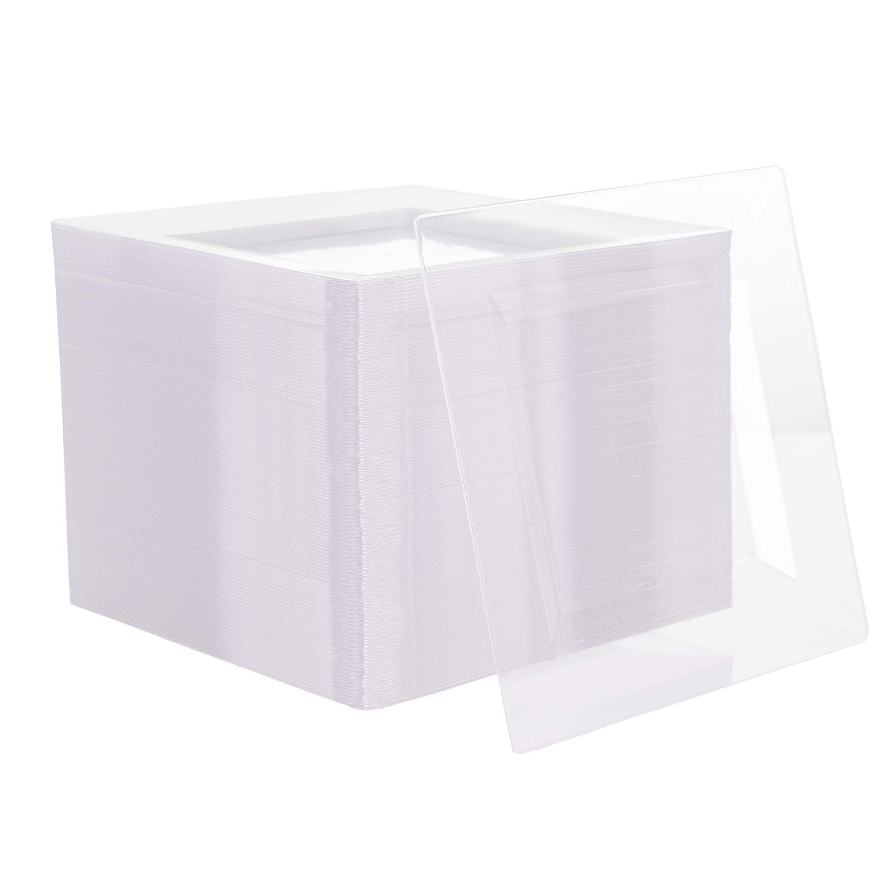 Photo 1 of N9R 70PCS 6.5 Inch Square Clear Plastic Plates for Dessert & Appetizer, Durable Disposable Plates for Party, Wedding Events