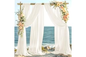 Loopiske 2 Panel Ivory Wedding Arch Draping Fabric 29" x 6.5 Yards Sheer Backdrop Curtains Chiffon Drapery for Wedding Ceremony Birthday Party Ceiling Outdoor Decor