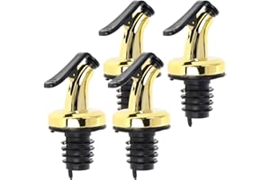 Inoomp 4pcs Gold Press-Style Oil Dispenser Spout - Leakproof Bottle Stopper for Olive Oil, Vinegar & Liquid Seasonings