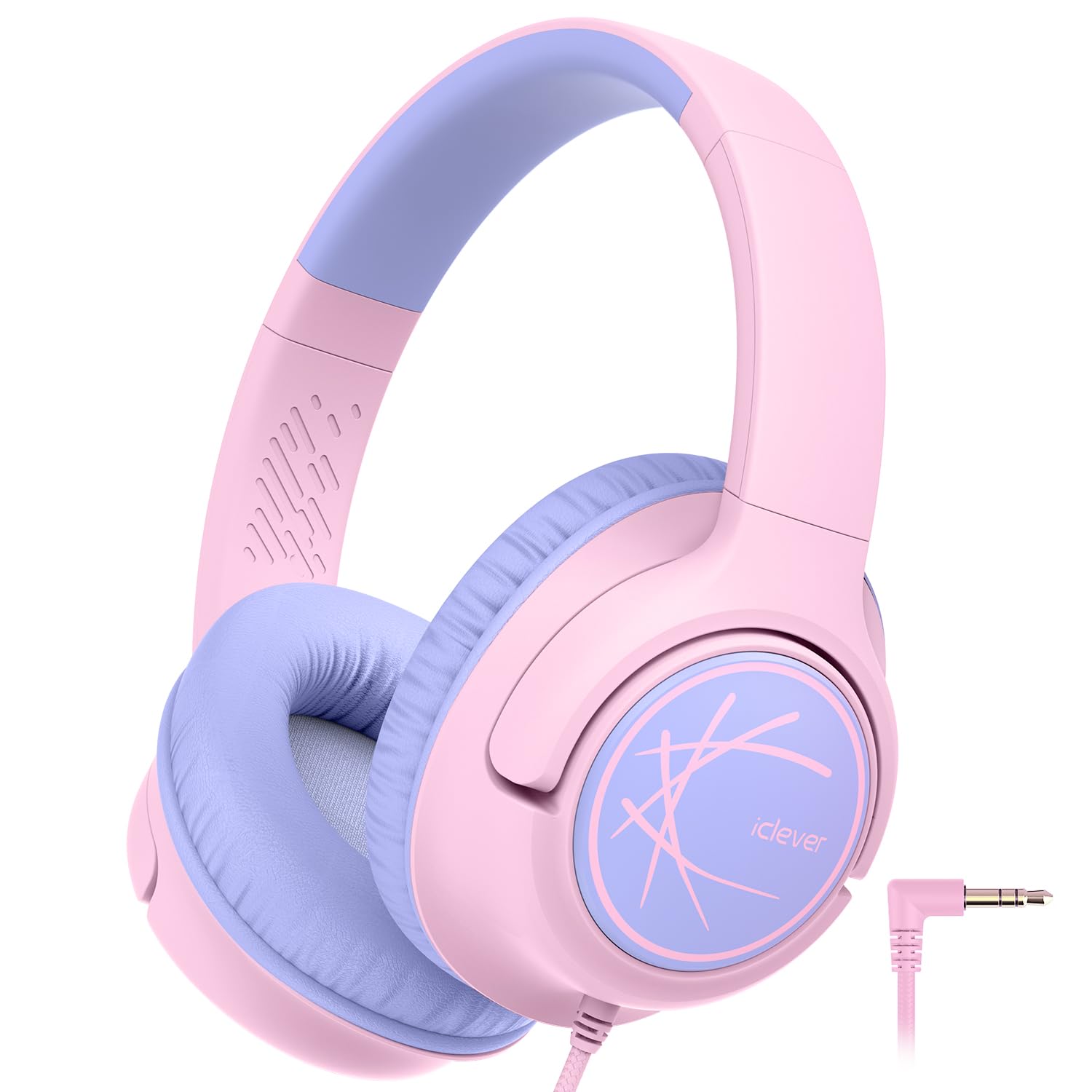 Photo 1 of iClever Kids Headphones with Cord, 85dBA Safe Volume Wired Headphonesf or Kid, Stereo Sound Foldable Adjustable, 3.5mm Jack, Over Ear Child Headphone for School/Boys/Girls/iPad/Tablet/Travel, Pink