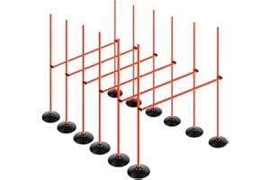 Voodans Orange Adjustable Height Agility Hurdle Set Multi-Function Soccer Trainning Pole Set Coaching Sticks with Rubber Base