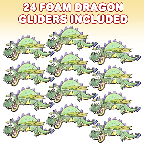ArtCreativity Foam Flying Dragon Gliders, Set of 24, Lightweight Glider