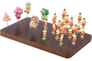 PH PandaHall Wooden Skewer Display Holder 45 Holes Food Kabobs Skewers Stand Board Catering Supplies Clay Figurines Display T