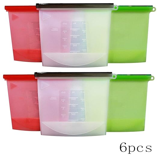 KMDB Bolsa de Silicona para Alimentos, Reutilizable, 6 Paquetes ...