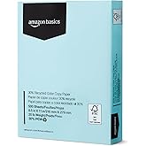 Amazon Basics 30% Recycled Color Copy Paper, 8.5" x 11", 20lb, Pastel Blue, 500 Sheets