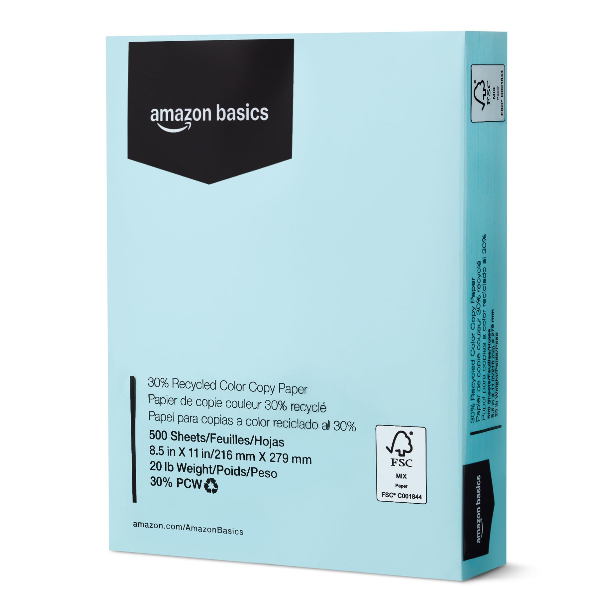 Photo 1 of ***MISSING SHEETS*** Amazon Basics 30% Recycled Color Copy Paper, 8.5" x 11", 20lb, 500 Sheets, Pastel Blue