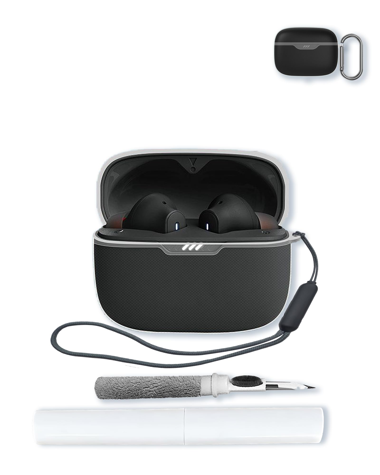 Photo 1 of TPU Case Compatible with JBL Tune 230NC TWS with Keychain,Cleaning Kit and Lanyard Soft Protective Shockproof Cover for JBL T230NC Earbuds-Clear