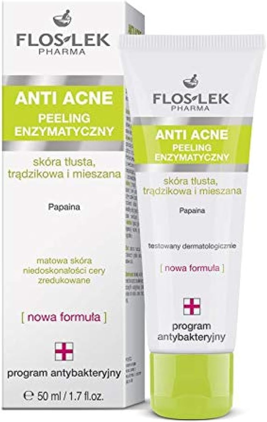 Floslek Anti Acne Enzyme Face Scrub Oily Mixed Acne Skin 50ml