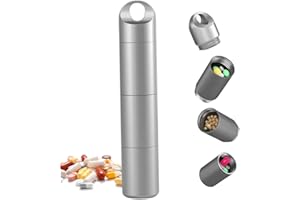 Travel Pill Box Keychain Pocket Pill Case with Detachable Layers Secure Leakproof Metal Holder for Daily Use & Outdoor