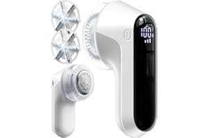 ANTIME Fabric Shaver, Rechargeable Lint Shaver with Digital Display, Electric Portable Sweater Shaver with 6-Leaf Blades and Safety Lock, 3-Speeds Lint Remover to Remove Pilling for Clothes, Furniture White
