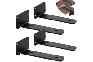 Floating Shelf Brackets 4 Pcs of 4/5/6/8 inch Heavy Duty Industrial Shelf Bracket Black Metal L Brackets for Shelves Support 