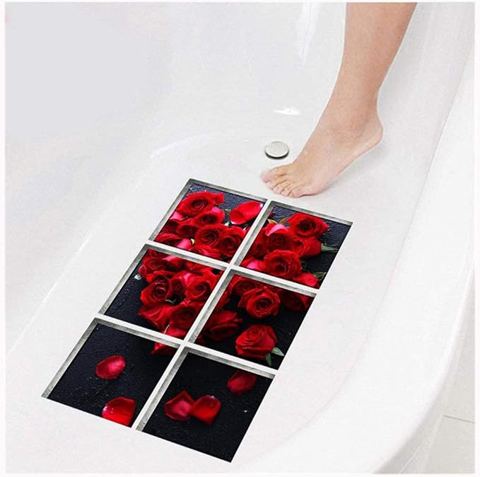3D Pattern Bath Decoration Stickers, Anti Slip Waterproof
