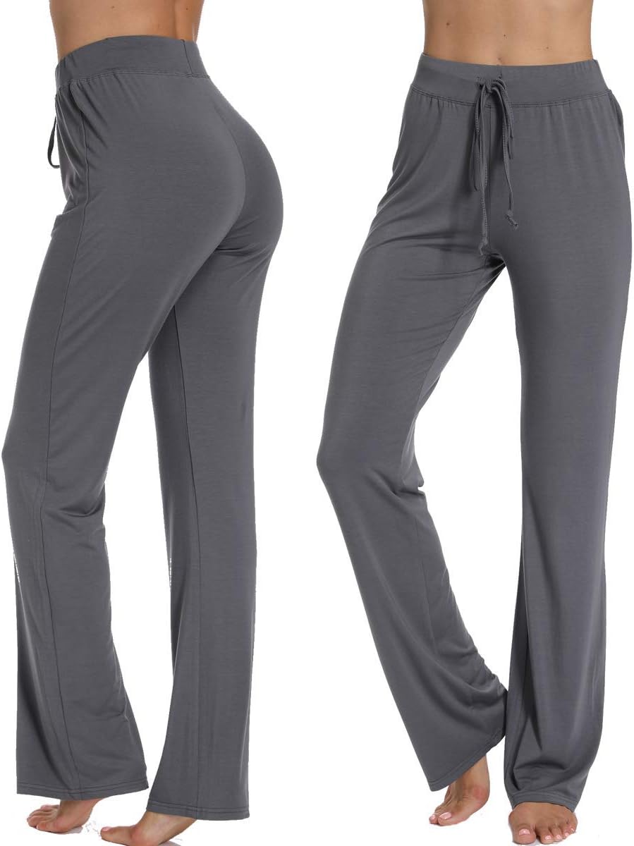 CROSS1946 Fashion Women's Elastic High Waist Yoga Drawstring Pants Straight-Leg Workout Trousers Loose Fit