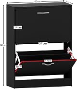 Vida Designs Wooden Shoe Cabinet 2 Drawers Dust-Proof Slim Hallway Black view 3