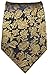 Paul Malone Necktie, Pocket Square and Cufflinks 100% Silk Navy Gold