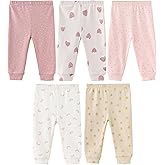 JELYLOVE Unisex Baby Boy Girl Pants Sets Cotton Soft Infants Bottoms Casual 5 Pack 0-12 Month Babies' Leggings