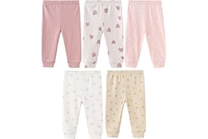 JELYLOVE Unisex Baby Boy Girl Pants Sets Cotton Soft Infants Bottoms Casual 5 Pack 0-12 Month Babies' Leggings