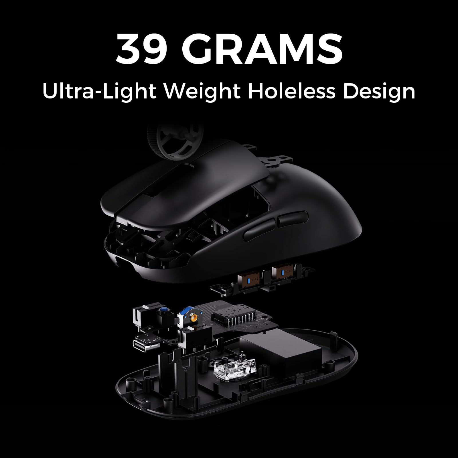MCHOSE L7 Pro Wireless Gaming Mouse, PAW3395 26K Sensor, Wireless/Wired Dual 8K Polling, 39g Ultra-Light Weight, 2.4GHz RF/BT/Wired Tri-Mode Connection (Pro-PAW3395 26K Sensor, White)