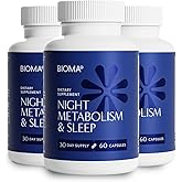 BIOMA Night Metabolism & Sleep - Supports Digestion, Energy Metabolism & Restful Sleep with Melatonin, Vitamin D, Magnesium & More - 180 Capsules (3 Pack, 90-Day Supply)