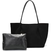 tutuebobe Suede Tote Bag for Women with Leather Purse Work Handbags | 2-in-1 Large Capacity Tote, Work Travel Everyday Handbags, Ladies Soft Shoulder Bags,Lightweight Bag