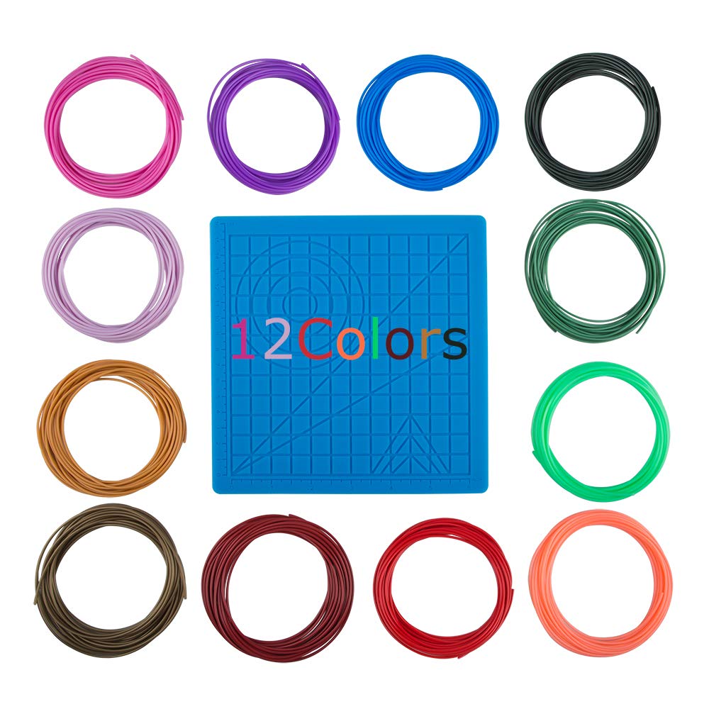 Amazon Com 3d Printing Pen Silicone Design Mat And 12 Colors Printer Filament Findtop 3d Pen Mat And 1 75mm Pla Filament 10 Feet For Each Color Set Of 13 Industrial Scientific