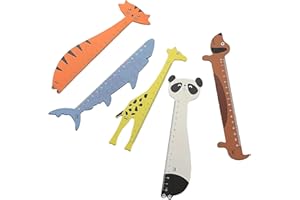 Set of 5 Acrylic Animal Shape Rulers Measuring Tool Clear Math Rular Acrylic Texture for Childrens Educational Tool Stationer