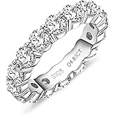 Yeesoth Moissanite Eternity Ring, 5cttw D Color VVS1 Lab Created Diamond 18K White Gold Plated Silver Engagement Wedding Bands for Women